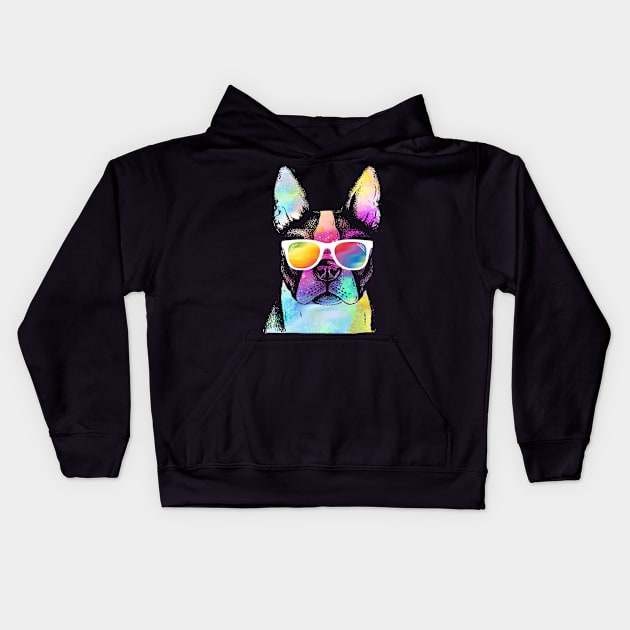 Rainbow Summer Pug Kids Hoodie by clingcling